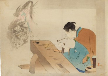 An artisan at work, kuchi-e, published in the literary magazine New Novel (Shin shosetsu) in 1898